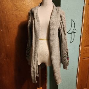 Embroidered Hooded Cardigan